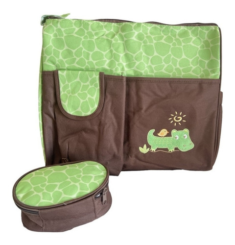 Pañalera Con Accesorios Baby Mink Cocodrilo Cafe  Nuevo