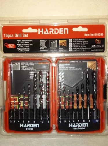 Juego Mechas Harden Combinadas Madera Metal Pared Brocas 16p