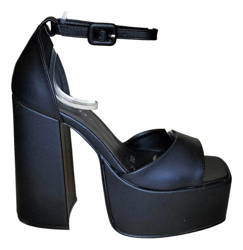 Zapatilla Abierta Negras De Plataforma Peep Toes. Via Libera