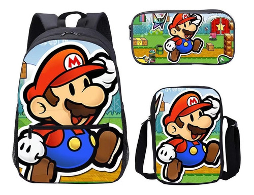 Mochilas Super Mario Bros Bandoleras Set De 3 Piezas