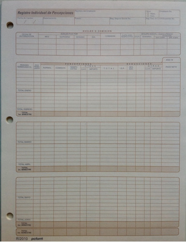 5 Block Registro Individual D Percepciones Pcform Ri2010 C25