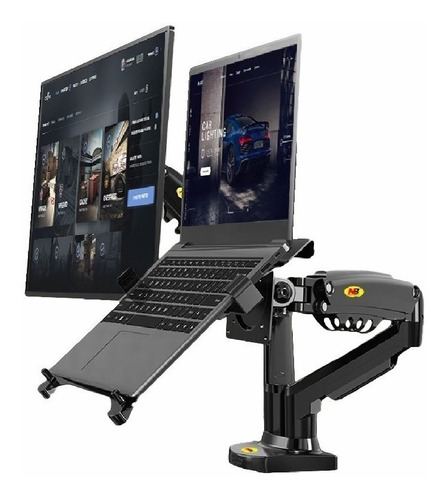 Imagen 1 de 9 de Soporte Ergonomico Para Monitores Y Portatil Nb A Escritorio