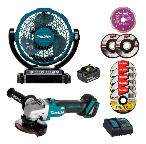 Miniesmeriladora Makita Dga456stx3 Brushless S Color Azul Petróleo