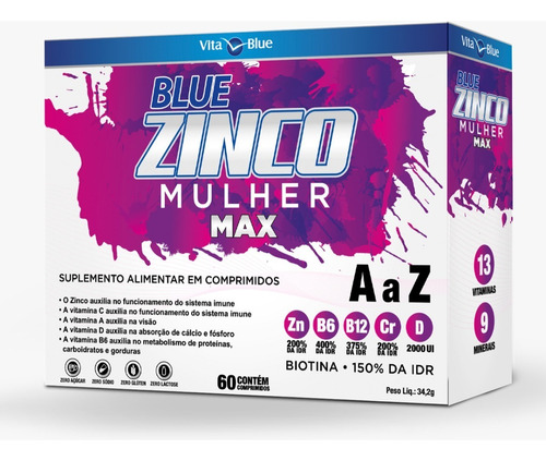 Blue Zinco Max Woman C/ 60 Comprimidos