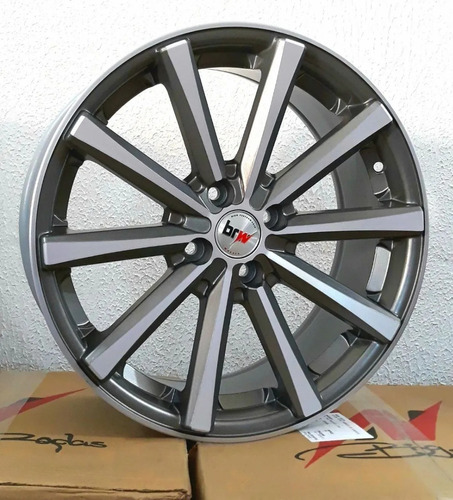 Rodas Brw Eclipse Onix Celta Aro 15 4x100 (jogo) +bicos Cor Grafite Diamantado