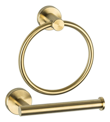 Juego De Accesorios De Baño, Dorado Cepillado, 2 Piezas, Teñ