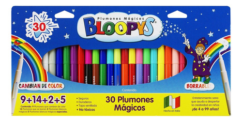 Plumones Mágicos Bloopys 30 Marcadores Cambian de Color Y se Borran