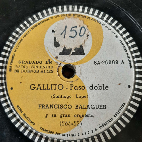 Pasta Francisco Balaguer Y Su Gran Orquesta Tk C451