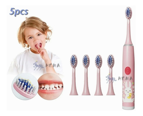 Cepillo Dientes Electrico Ultrasonico Para Niños+5 Cabezales