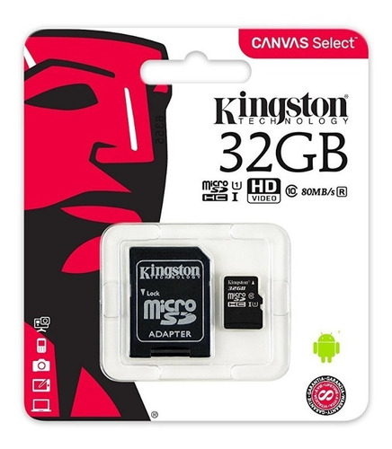 Memoria Micro Sd Hc 32gb Kingston Clase 10 Ultra Mobile Celular Camara 80mb/s Canvas Select Mayoreo Garantia Original