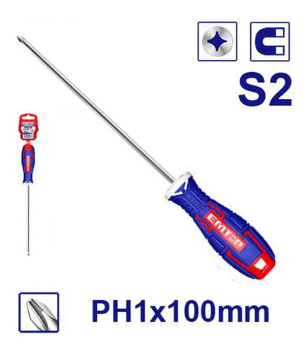 Imagen 1 de 4 de Destornillador Phillips 1x100mm Cruz