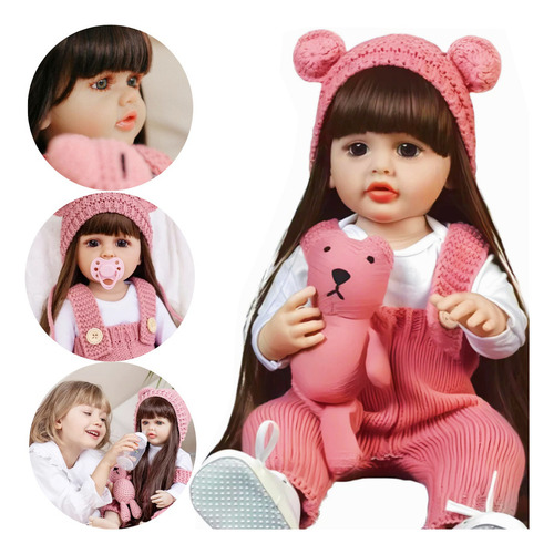 Zavanese Bonecas Bebe Reborn Menina 100% Silicone 55cm com Acessórios Pode Banho