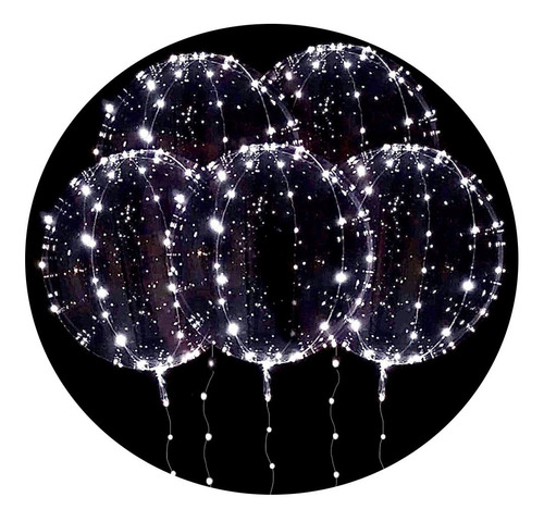 20 Globos Transparentes Luz Led 40 Cm Gigante Decoracion Arr