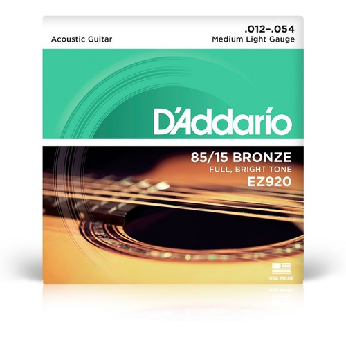 Set Cuerdas De Guitarra D'addario Bronze Medium/super Light