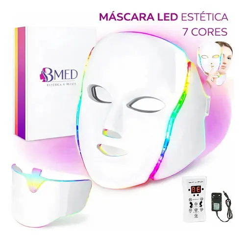 Mascara Led Estética 7 Cores Facial Pescoço Rejuvenescimento Bmed