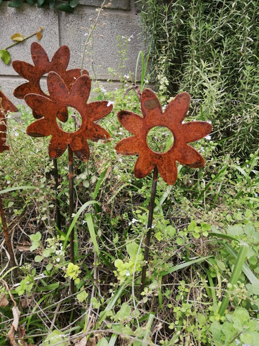 Imagen 5 de 10 de Mini Tutores Pinches Jardín De Hierro Oxidado X4 Unidades