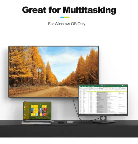 Adaptador Usb C A Hdmi Dual 4k 60hz, Divisor Usb C 2 Monitor