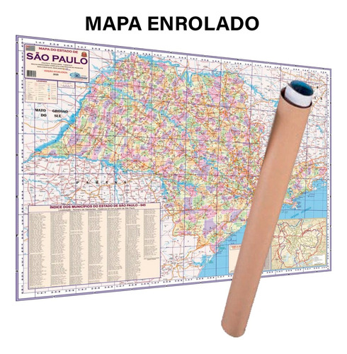 Mapa Do Estado Sao Paulo 120cm X 90cm Enrolado