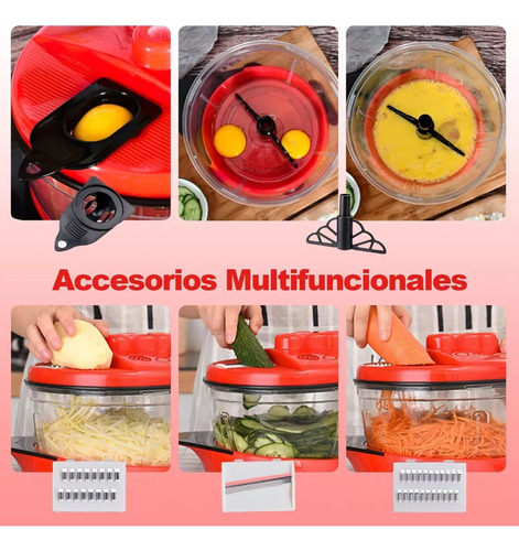 De Processador De Alimentos Manual, Picador Com 5 Lâminas