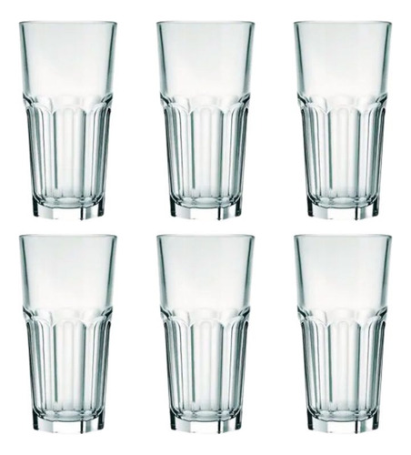 Jogo De Copos 6 Un Vidro Transparente 350ml Bebidas