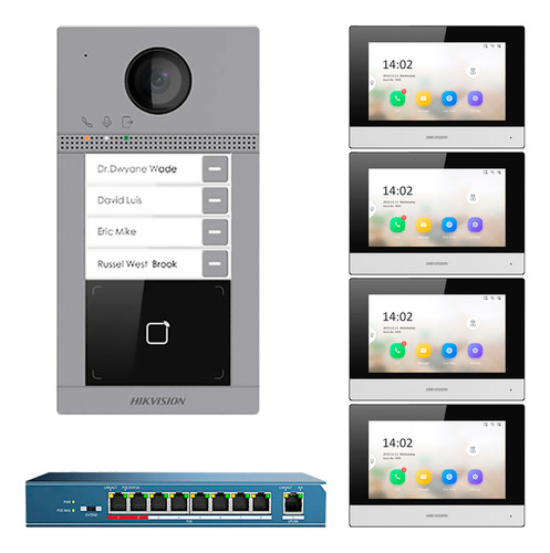 Kit Video Portero Ip Módulo Lector 4 Departamentos 1080p App