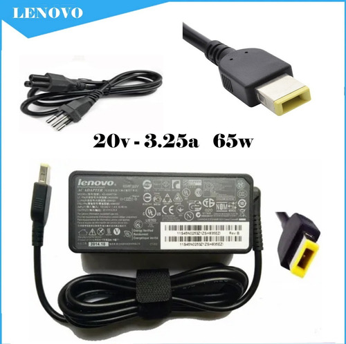 Cargador Lenovo 20v 3.25 Punta Cuadrada / Rectangular