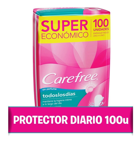 Protectores Diarios Carefree Los Días 100u Sin Perfume
