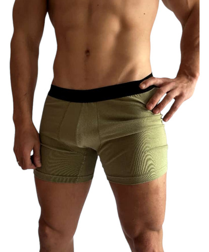 Boxer Liso Algodon Lycra Elastizado Recortes Calzoncillo