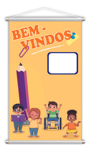 Bem Vindos Banner Escolar Infantil Pedagógico 80x50cm