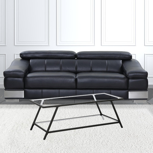 Homeroots Mesa De Centro Rectangular De Vidrio Negro De 48