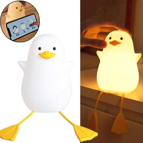 Xu Lámpara De Noche Con Forma De Patito Lindo, De Silicona,