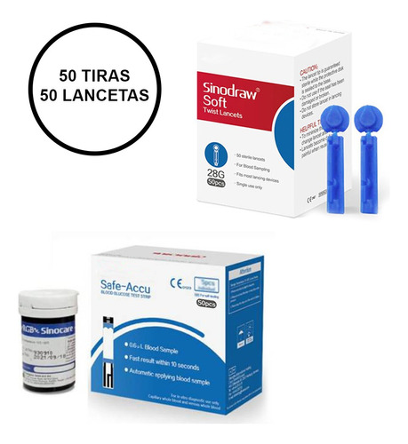 Tiras Reactivas Y Lancetas Glucometro 50 Unidades