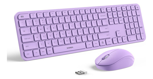 Combo Teclado Mouse Purpura Wireless-seenda Tamaño Completo