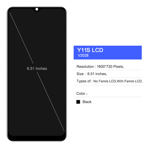 Okbichi Pantalla Para Vivo Y11s/y20s/y20/y12s V2028, V2029, V2029_pk, V2026, V2033, V2042