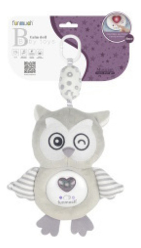 Colgante Peluche Búho De Bebe Gris Con Música Y Luz