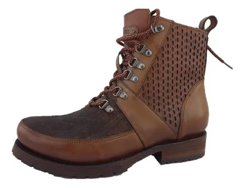 Media Bota Hombre Cintas Cuadra Elefante Y Res Color Tabaco