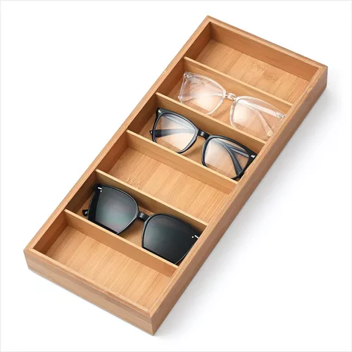 Caja de almacenamiento de gafas de sol con 4 cajones divididos