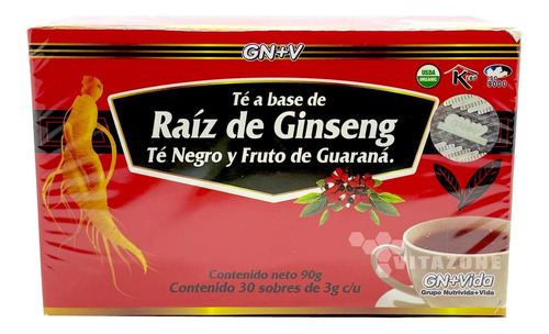 Té De Raíz De Ginseng Té Negro Té Guaraná 30 Sobres Gn+vida