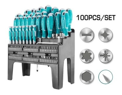 Set De 100 Piezas Destornillador Total Tht2506100 Ed