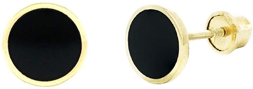 14k Yellow Or White Gold Simulated Black Onyx Stud Earrings