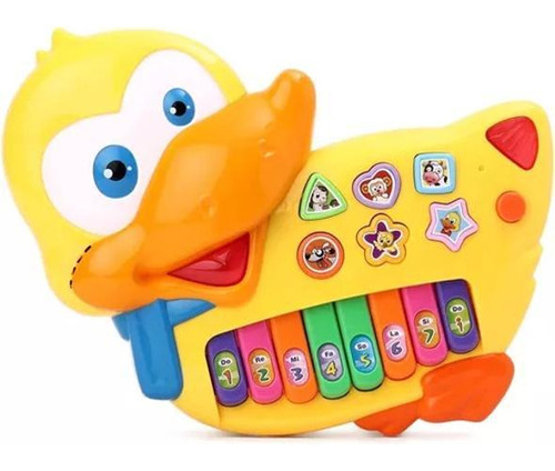 Teclado Musical Infantil Piano Pato Eletrônico Sons E Luz