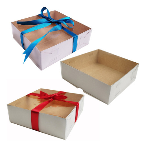 25 Cajas 17x17x5 Cms Base Blanca Tapa Transparente Mod 1773