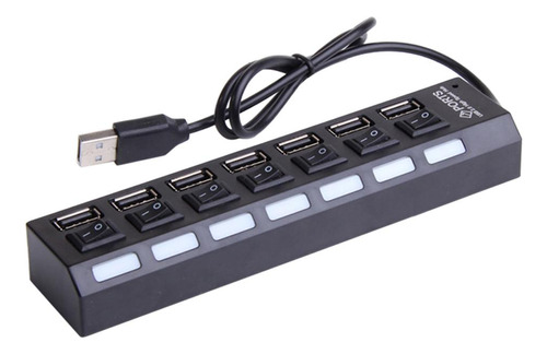 Usb Hub Adaptador 7 En Un (usb 2.0) Con Interruptores De