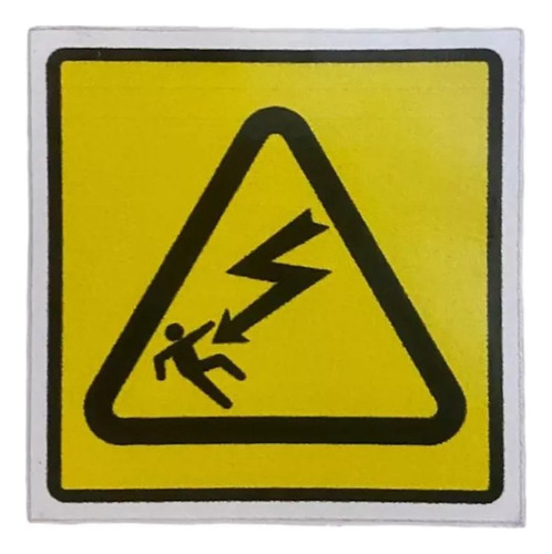 Cartel Adhesivo 5 X 5 Cm Peligro Riesgo De Electrocución 