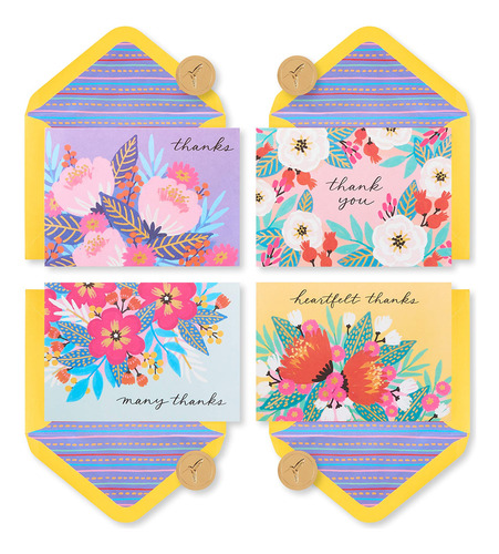Tarjetas De Agradecimiento Con Sobres Flores Vibrantes 20 Un