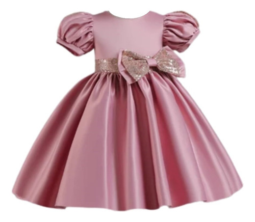  Vestido Princesa Rosa Para Niña Fiesta Bautizo Talla 2-12 