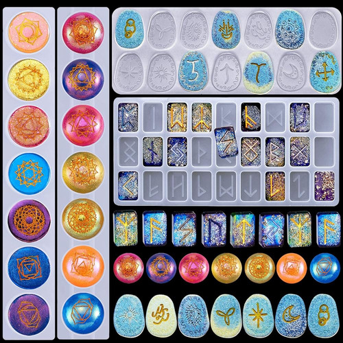 7 Chakras Piedras Molde De Resina Runa Símbolo De Molde De S