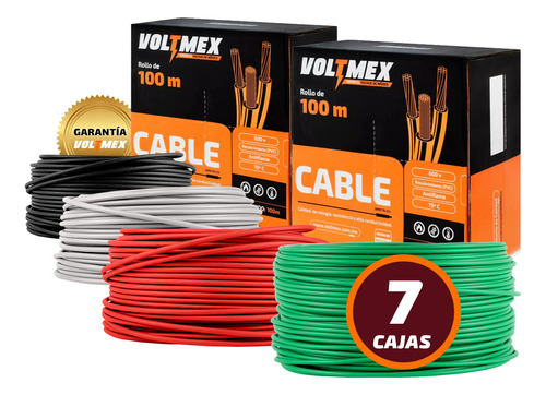7 Cajas De Cable Electrico De Calibre 14 Con 100 Metros C/u