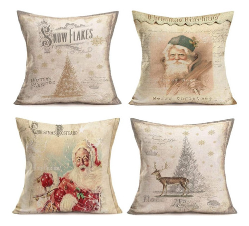 Hopyeer Fundas De Almohada Decorativas De Papá Noel De Navid