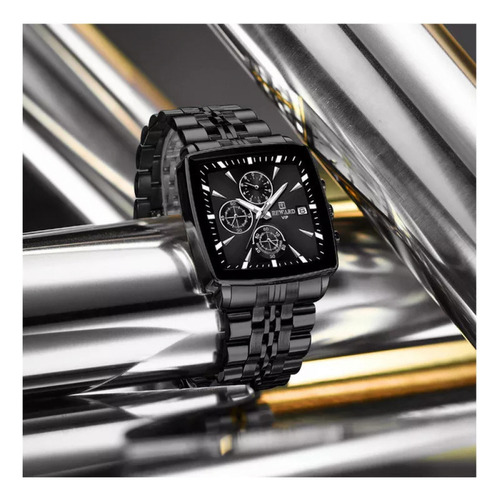 Reloj Cuadrado De Lujo De Acero Inoxidable Con Cronógrafo Re
